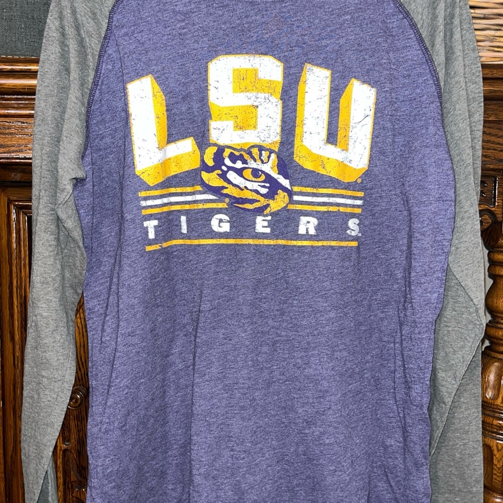 Pro Edge Purple and Gray LSU Tigers Long-Sleeve Raglan Tee